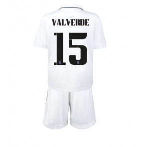 Real Madrid Federico Valverde #15 Hjemmedraktsett Barn 2022-23 Kortermet (+ Korte bukser)